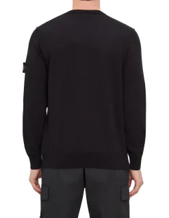 Soft Cotton Knit Logo Sleeve Crew Neck Jumper