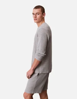 Soft Waffle Henley Long Sleeve Sleep T-Shirt