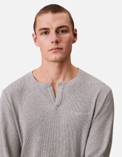 Soft Waffle Henley Long Sleeve Sleep T-Shirt