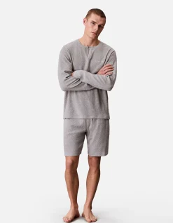 Soft Waffle Henley Long Sleeve Sleep T-Shirt