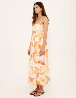 SOLANA SHIRRED MIDI SUNDRESS