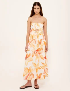 SOLANA SHIRRED MIDI SUNDRESS