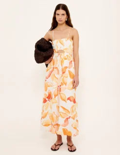 SOLANA SHIRRED MIDI SUNDRESS