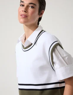 SOLID STRIPE KNIT VEST