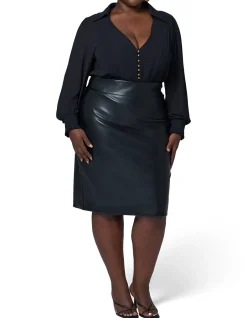 SOMETHING 4 OLIVIA-AURELIA PU MIDI SKIRT