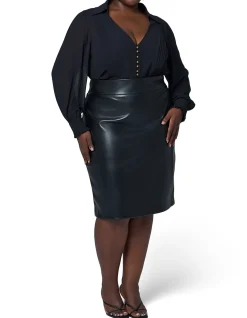 SOMETHING 4 OLIVIA-AURELIA PU MIDI SKIRT