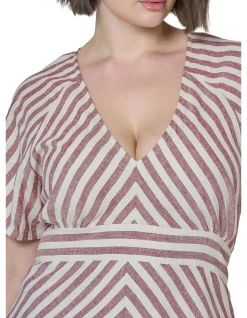 SOMETHING 4 OLIVIA - ALLEGRA LINEN STRIPE MIDI DRESS