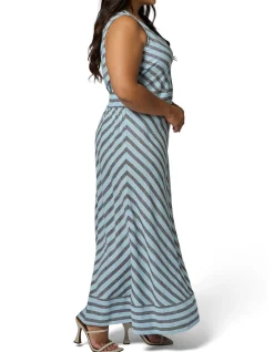 SOMETHING 4 OLIVIA - SAGE STRIPED LINEN MAXI DRESS