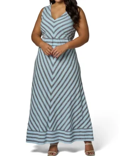 SOMETHING 4 OLIVIA - SAGE STRIPED LINEN MAXI DRESS