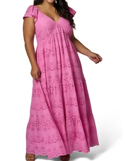 SOMETHING 4 OLIVIA-VIOLET BRODERIE MAXI DRESS