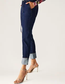 Sonia High Rise Cuffed Straight Leg Jeans