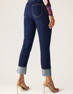 Sonia High Rise Cuffed Straight Leg Jeans
