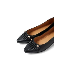 Sonnett Ruched Toe Leather Ballet Flats