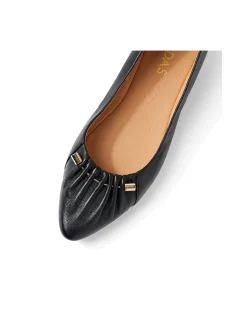Sonnett Ruched Toe Leather Ballet Flats
