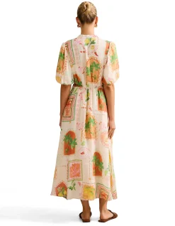 SOPHIE PUFF SLEEVES MIDI DRESS
