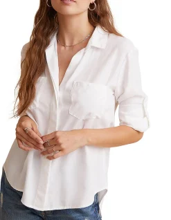 Split Back Button Down Long Sleeve Shirt White