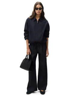 Sporty Relaxed Leg Denim Pull On Pant