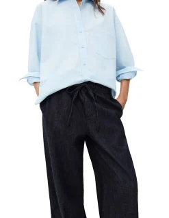 Sporty Relaxed Leg Denim Pull On Pant
