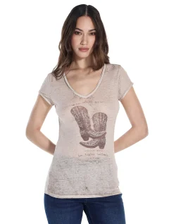 Ss Bling Boots Burnout Vnk T-Shirt
