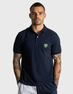 S/S COTTON EMBROIDERED CREST PIQUE POLO