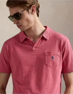 Standard Fit Cotton-Linen Polo Shirt