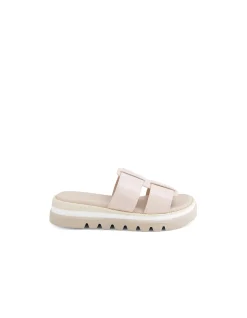 Steey Cross Strap Platform Slides