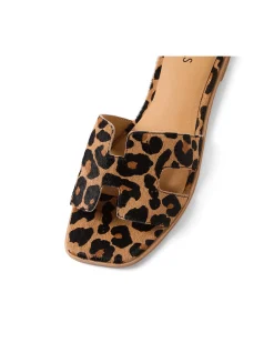Stevans Leopard Pony Flat Slides