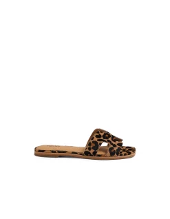 Stevans Leopard Pony Flat Slides