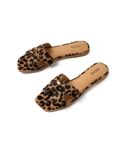 Stevans Leopard Pony Flat Slides