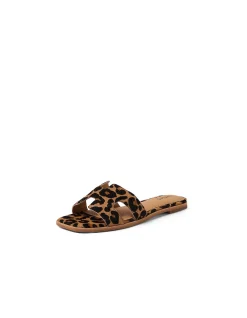 Stevans Leopard Pony Flat Slides
