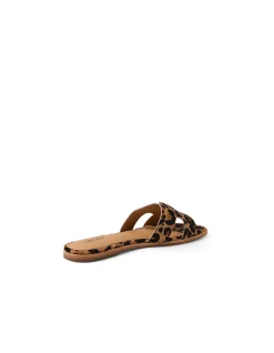 Stevans Leopard Pony Flat Slides