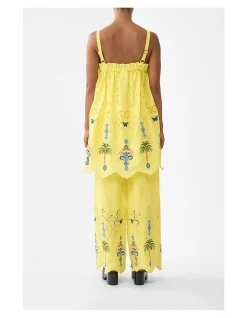 STRAIGHT LEG EMBROIDERED PANT