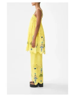 STRAIGHT LEG EMBROIDERED PANT