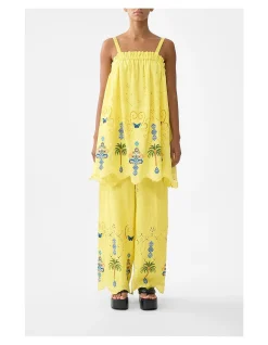STRAIGHT LEG EMBROIDERED PANT