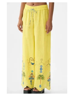 STRAIGHT LEG EMBROIDERED PANT