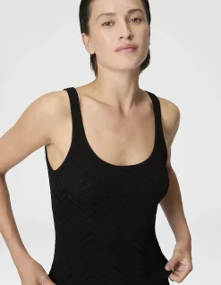 Stretch Chevron Cotton and Viscose Tank Top