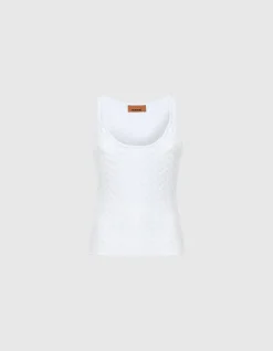 Stretch Chevron Cotton and Viscose Tank Top