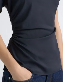 STRETCH VISCOSE DRAPE NECK TOP