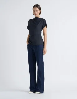 STRETCH VISCOSE DRAPE NECK TOP