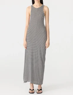 Stripe Asymmetric Tank Dress