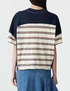 Stripe Cntrst Raw V-Neck Tank