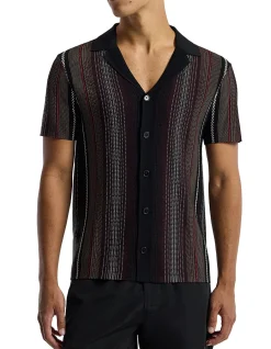 STRIPED JACQUARD KNIT SHIRT