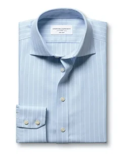 Stripe non-iron herringbone cutaway slim fit shirt