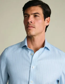Stripe non-iron herringbone cutaway slim fit shirt