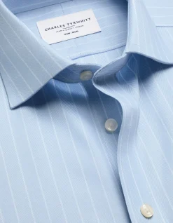 Stripe non-iron herringbone cutaway slim fit shirt