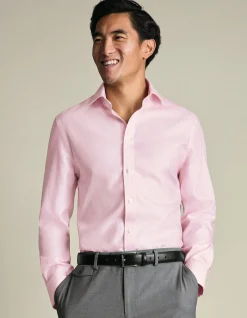 Stripe non-iron herringbone cutaway slim fit shirt