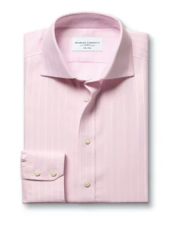 Stripe non-iron herringbone cutaway slim fit shirt