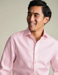 Stripe non-iron herringbone cutaway slim fit shirt