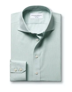 Stripe non-iron poplin cutaway slim fit shirt