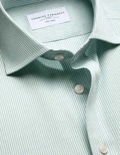 Stripe non-iron poplin cutaway slim fit shirt